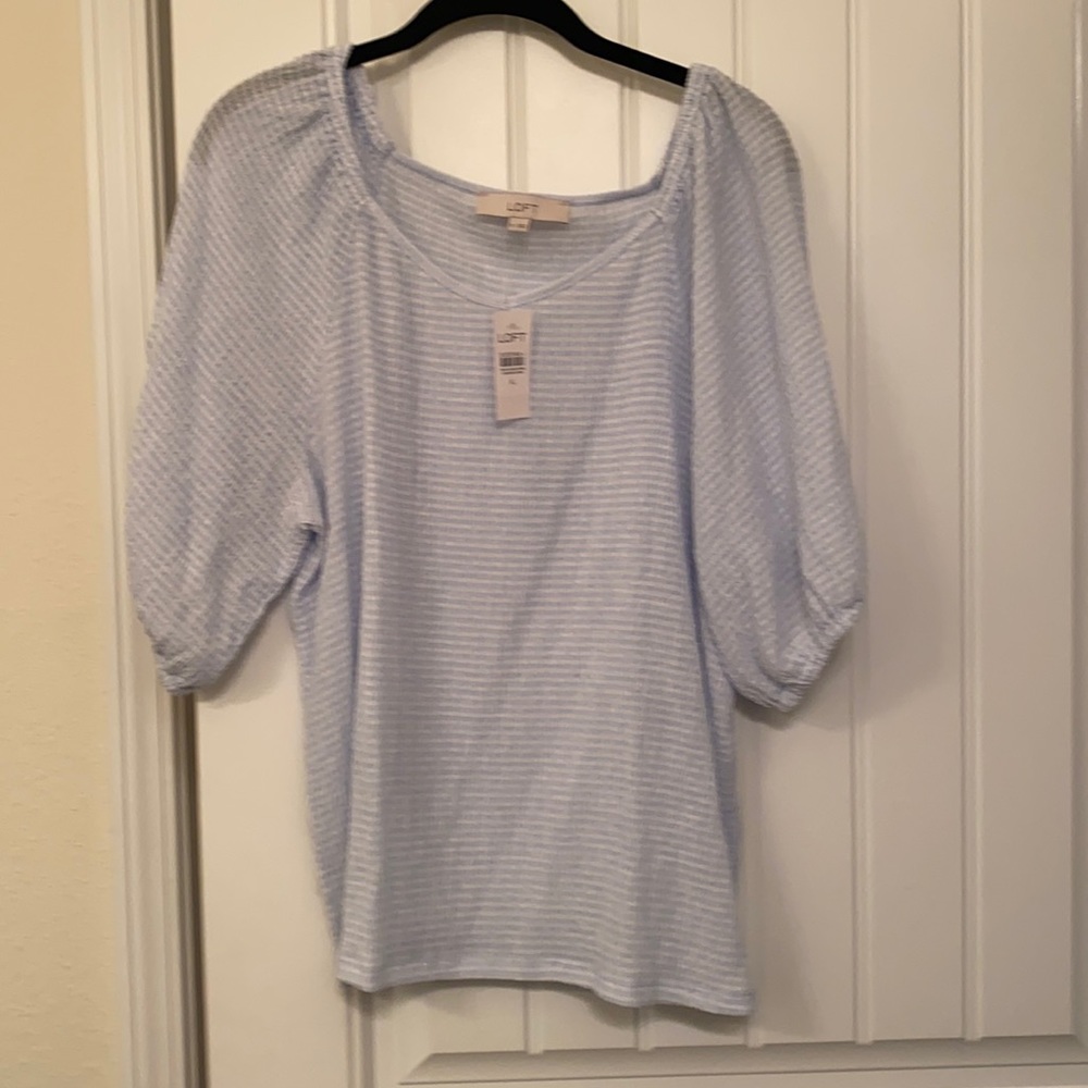 Loft blue and white top XL